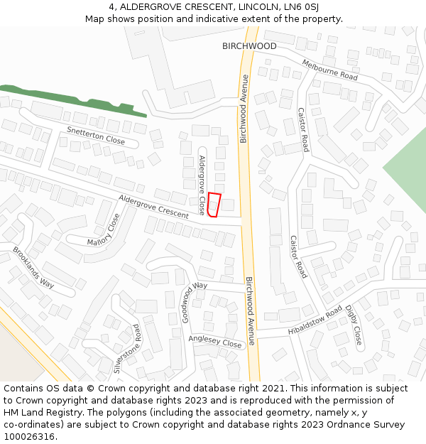 4, ALDERGROVE CRESCENT, LINCOLN, LN6 0SJ: Location map and indicative extent of plot