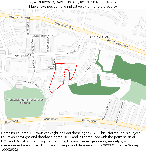 4, ALDERWOOD, RAWTENSTALL, ROSSENDALE, BB4 7RY: Location map and indicative extent of plot