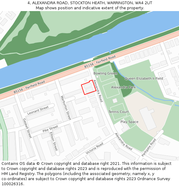 4, ALEXANDRA ROAD, STOCKTON HEATH, WARRINGTON, WA4 2UT: Location map and indicative extent of plot