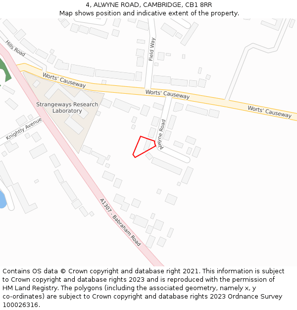 4, ALWYNE ROAD, CAMBRIDGE, CB1 8RR: Location map and indicative extent of plot