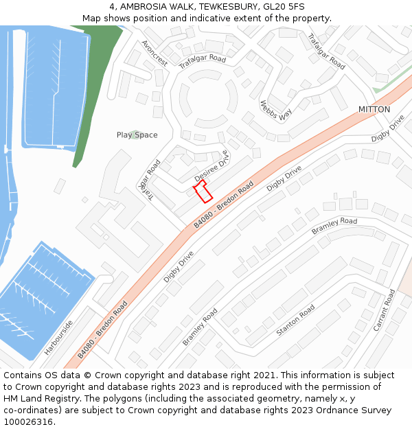 4, AMBROSIA WALK, TEWKESBURY, GL20 5FS: Location map and indicative extent of plot