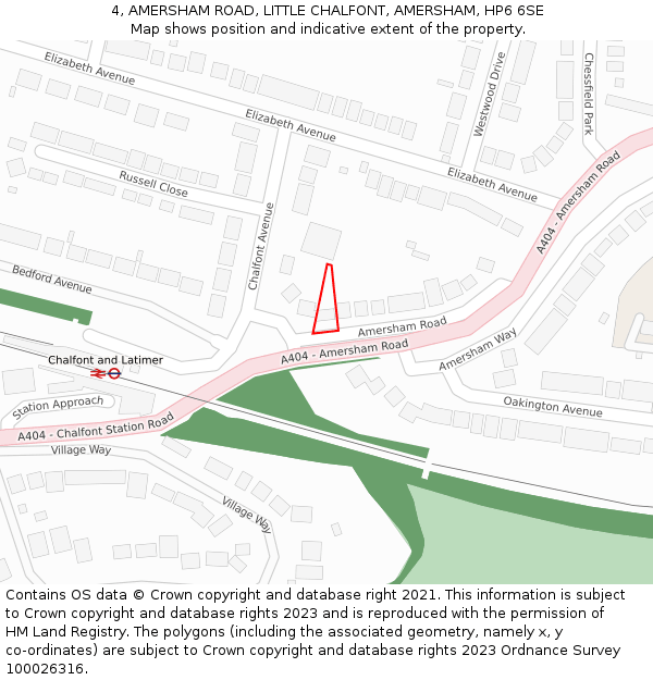4, AMERSHAM ROAD, LITTLE CHALFONT, AMERSHAM, HP6 6SE: Location map and indicative extent of plot