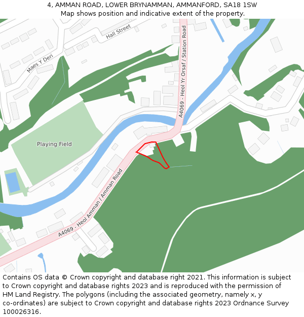 4, AMMAN ROAD, LOWER BRYNAMMAN, AMMANFORD, SA18 1SW: Location map and indicative extent of plot