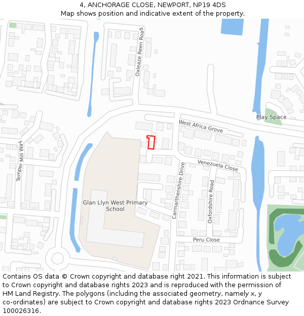 4, ANCHORAGE CLOSE, NEWPORT, NP19 4DS: Location map and indicative extent of plot