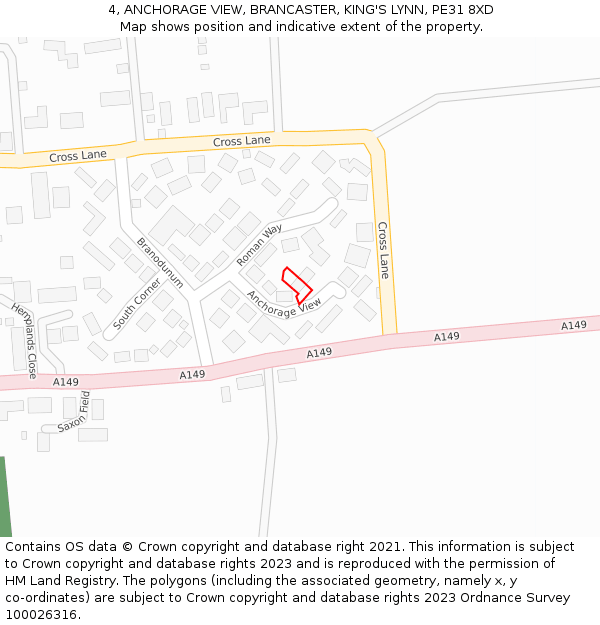 4, ANCHORAGE VIEW, BRANCASTER, KING'S LYNN, PE31 8XD: Location map and indicative extent of plot