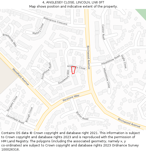 4, ANGLESEY CLOSE, LINCOLN, LN6 0FT: Location map and indicative extent of plot