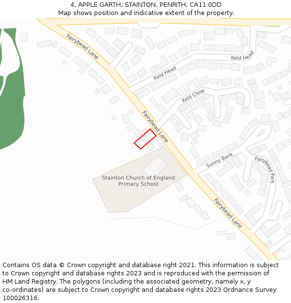 4, APPLE GARTH, STAINTON, PENRITH, CA11 0DD: Location map and indicative extent of plot