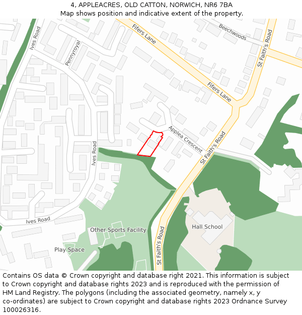 4, APPLEACRES, OLD CATTON, NORWICH, NR6 7BA: Location map and indicative extent of plot