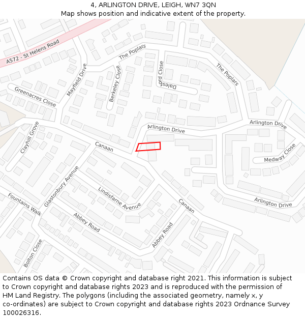 4, ARLINGTON DRIVE, LEIGH, WN7 3QN: Location map and indicative extent of plot