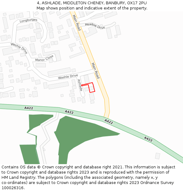 4, ASHLADE, MIDDLETON CHENEY, BANBURY, OX17 2PU: Location map and indicative extent of plot