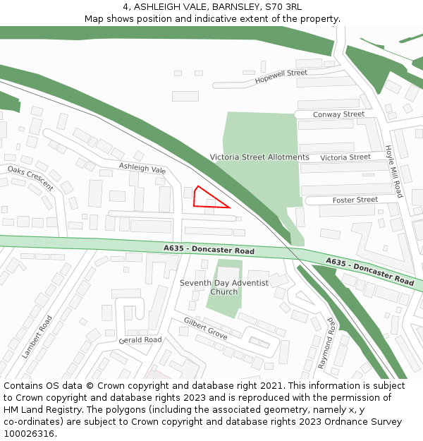 4, ASHLEIGH VALE, BARNSLEY, S70 3RL: Location map and indicative extent of plot