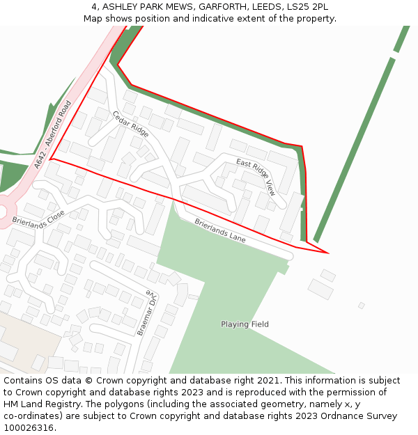 4, ASHLEY PARK MEWS, GARFORTH, LEEDS, LS25 2PL: Location map and indicative extent of plot
