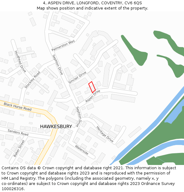 4, ASPEN DRIVE, LONGFORD, COVENTRY, CV6 6QS: Location map and indicative extent of plot