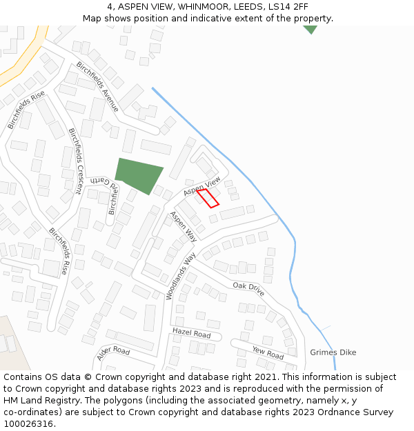4, ASPEN VIEW, WHINMOOR, LEEDS, LS14 2FF: Location map and indicative extent of plot