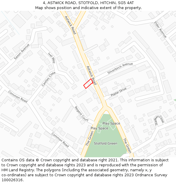 4, ASTWICK ROAD, STOTFOLD, HITCHIN, SG5 4AT: Location map and indicative extent of plot