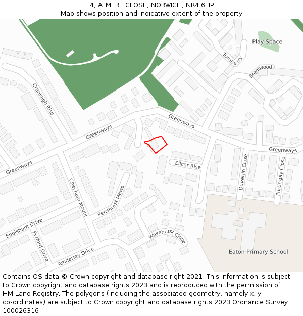 4, ATMERE CLOSE, NORWICH, NR4 6HP: Location map and indicative extent of plot