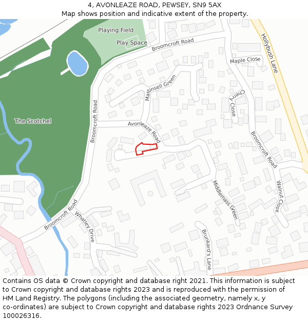 4, AVONLEAZE ROAD, PEWSEY, SN9 5AX: Location map and indicative extent of plot