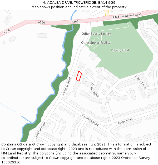 4, AZALEA DRIVE, TROWBRIDGE, BA14 9GG: Location map and indicative extent of plot