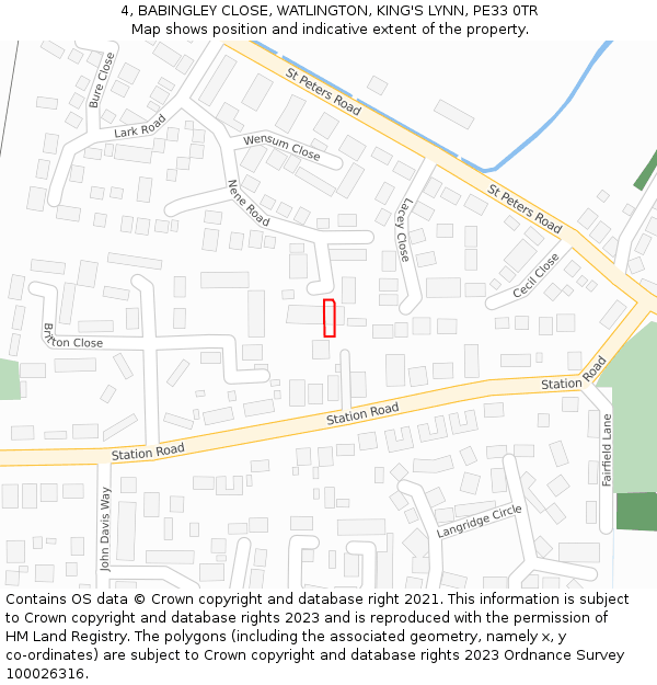 4, BABINGLEY CLOSE, WATLINGTON, KING'S LYNN, PE33 0TR: Location map and indicative extent of plot