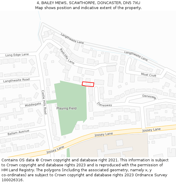 4, BAILEY MEWS, SCAWTHORPE, DONCASTER, DN5 7XU: Location map and indicative extent of plot