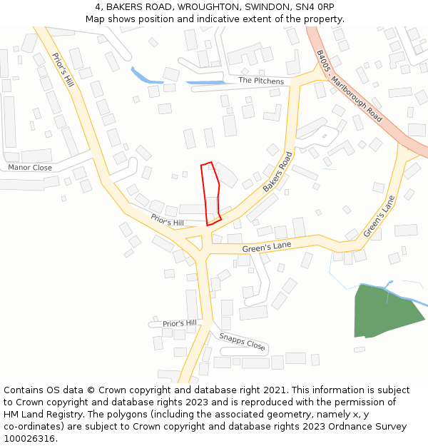 4, BAKERS ROAD, WROUGHTON, SWINDON, SN4 0RP: Location map and indicative extent of plot