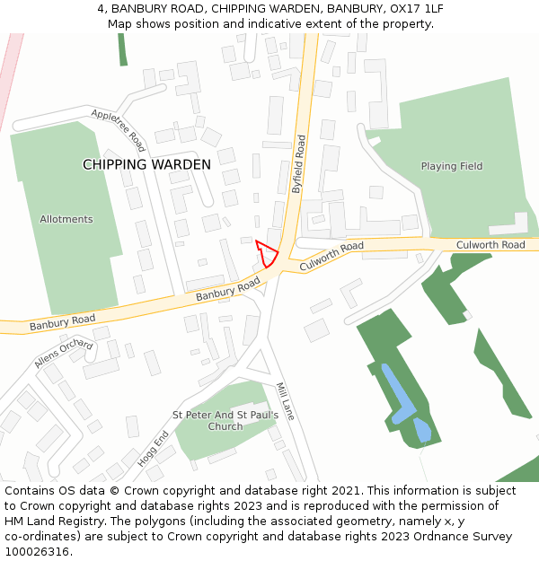 4, BANBURY ROAD, CHIPPING WARDEN, BANBURY, OX17 1LF: Location map and indicative extent of plot