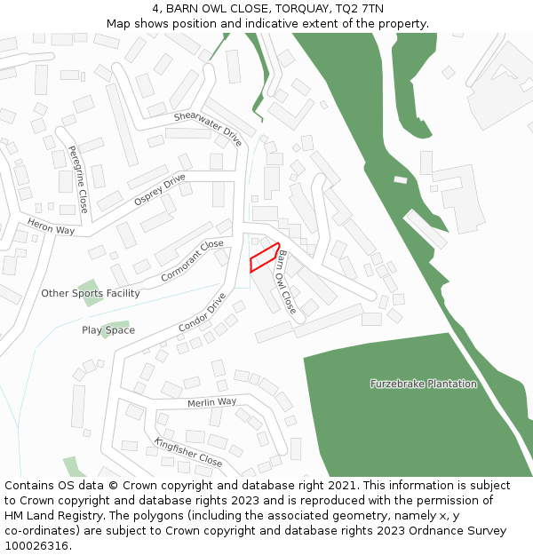 4, BARN OWL CLOSE, TORQUAY, TQ2 7TN: Location map and indicative extent of plot