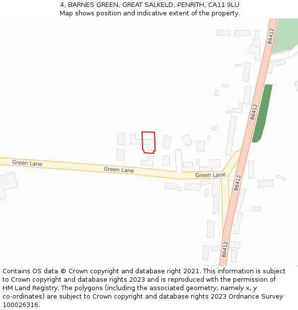 4, BARNES GREEN, GREAT SALKELD, PENRITH, CA11 9LU: Location map and indicative extent of plot