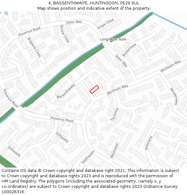 4, BASSENTHWAITE, HUNTINGDON, PE29 6UL: Location map and indicative extent of plot