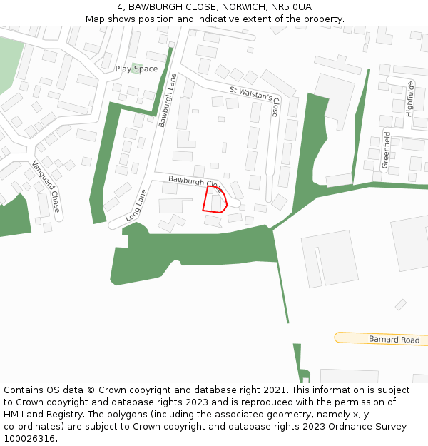 4, BAWBURGH CLOSE, NORWICH, NR5 0UA: Location map and indicative extent of plot