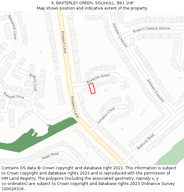 4, BAXTERLEY GREEN, SOLIHULL, B91 1HP: Location map and indicative extent of plot
