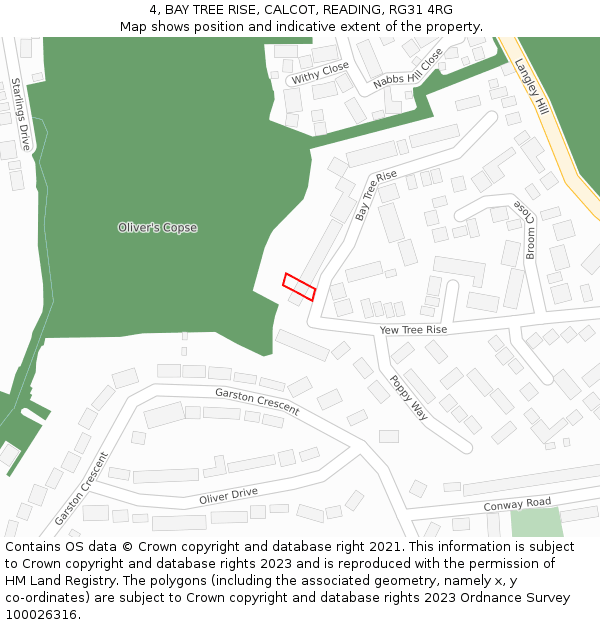 4, BAY TREE RISE, CALCOT, READING, RG31 4RG: Location map and indicative extent of plot