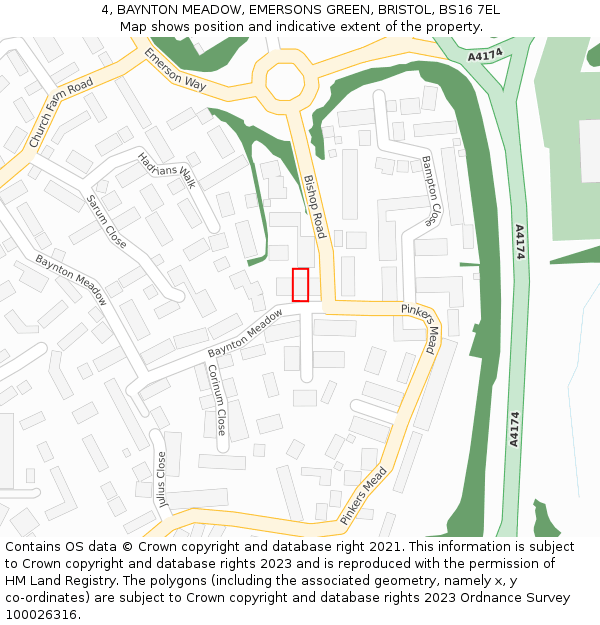 4, BAYNTON MEADOW, EMERSONS GREEN, BRISTOL, BS16 7EL: Location map and indicative extent of plot