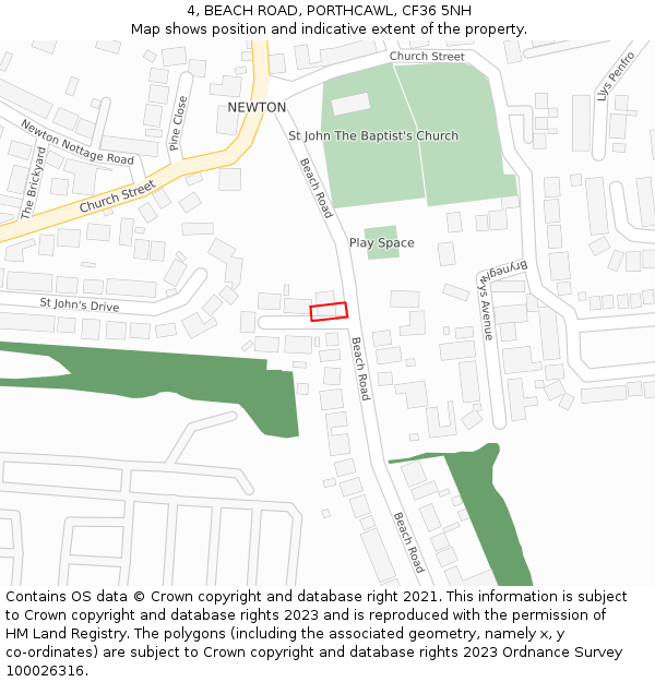 4, BEACH ROAD, PORTHCAWL, CF36 5NH: Location map and indicative extent of plot