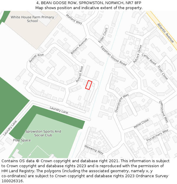 4, BEAN GOOSE ROW, SPROWSTON, NORWICH, NR7 8FP: Location map and indicative extent of plot
