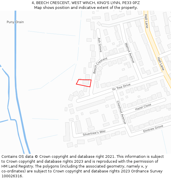 4, BEECH CRESCENT, WEST WINCH, KING'S LYNN, PE33 0PZ: Location map and indicative extent of plot