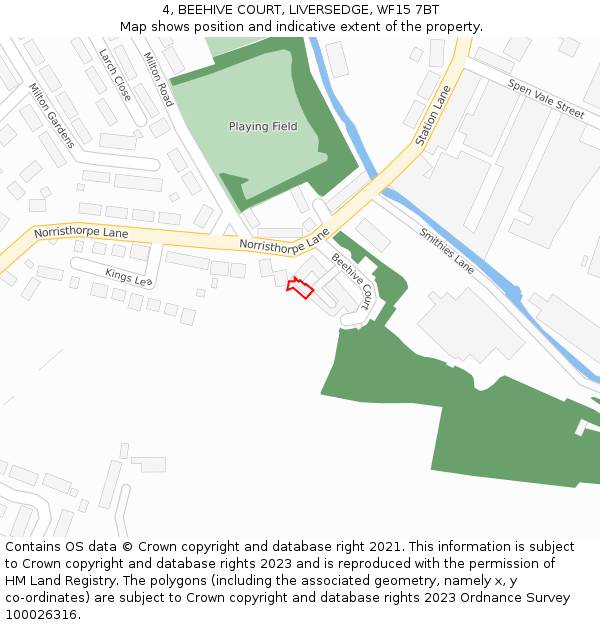 4, BEEHIVE COURT, LIVERSEDGE, WF15 7BT: Location map and indicative extent of plot