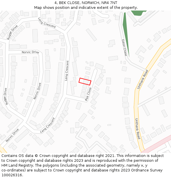 4, BEK CLOSE, NORWICH, NR4 7NT: Location map and indicative extent of plot