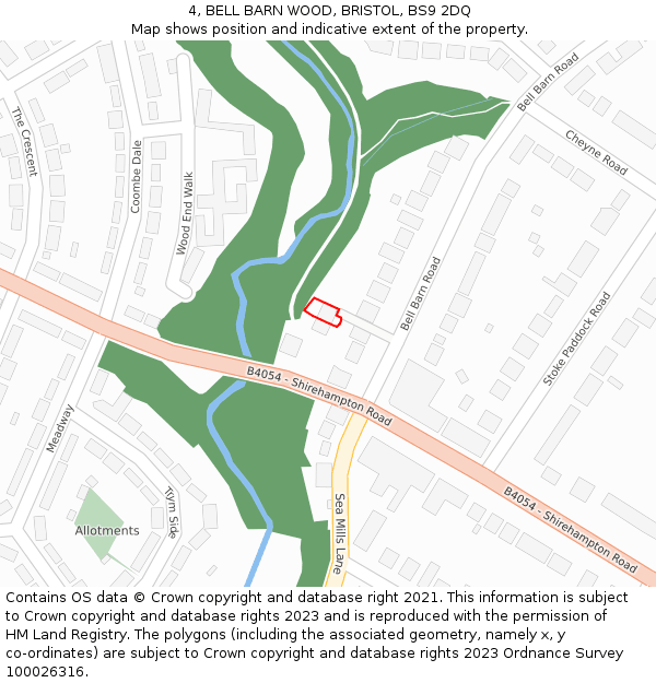 4, BELL BARN WOOD, BRISTOL, BS9 2DQ: Location map and indicative extent of plot