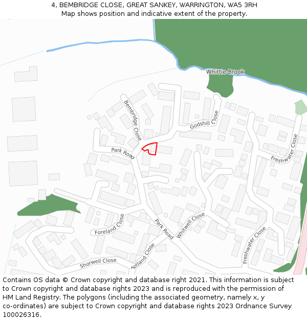 4, BEMBRIDGE CLOSE, GREAT SANKEY, WARRINGTON, WA5 3RH: Location map and indicative extent of plot