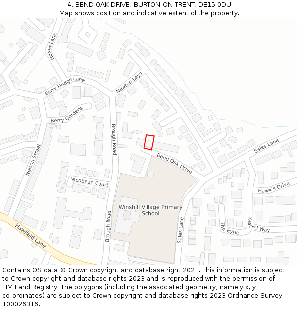 4, BEND OAK DRIVE, BURTON-ON-TRENT, DE15 0DU: Location map and indicative extent of plot