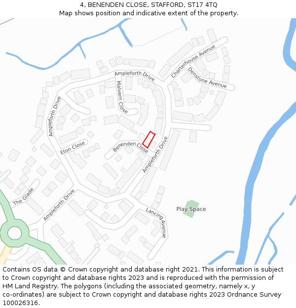 4, BENENDEN CLOSE, STAFFORD, ST17 4TQ: Location map and indicative extent of plot