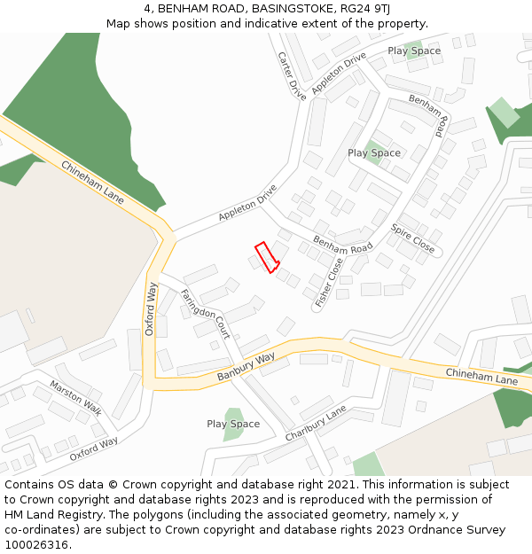 4, BENHAM ROAD, BASINGSTOKE, RG24 9TJ: Location map and indicative extent of plot