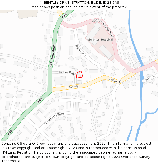 4, BENTLEY DRIVE, STRATTON, BUDE, EX23 9AS: Location map and indicative extent of plot
