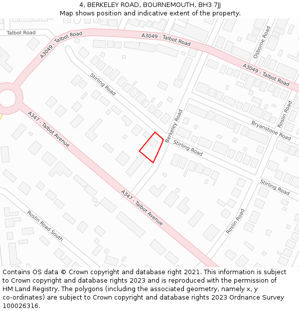 4, BERKELEY ROAD, BOURNEMOUTH, BH3 7JJ: Location map and indicative extent of plot
