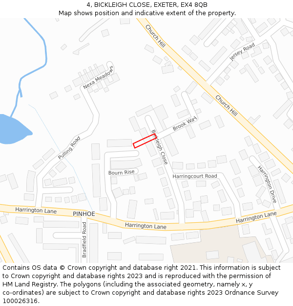 4, BICKLEIGH CLOSE, EXETER, EX4 8QB: Location map and indicative extent of plot
