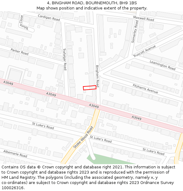 4, BINGHAM ROAD, BOURNEMOUTH, BH9 1BS: Location map and indicative extent of plot