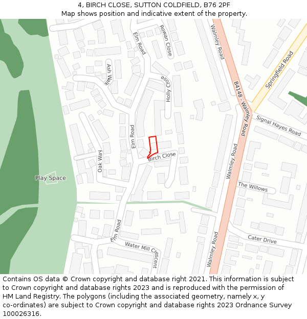 4, BIRCH CLOSE, SUTTON COLDFIELD, B76 2PF: Location map and indicative extent of plot