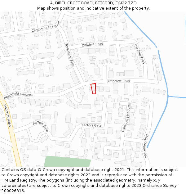 4, BIRCHCROFT ROAD, RETFORD, DN22 7ZD: Location map and indicative extent of plot