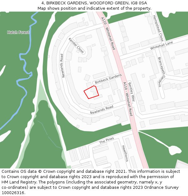 4, BIRKBECK GARDENS, WOODFORD GREEN, IG8 0SA: Location map and indicative extent of plot